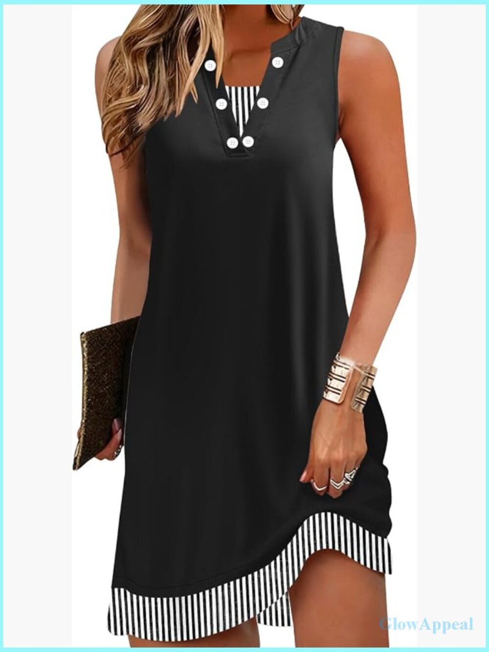 Sleeveless V-Neck Button Down Summer Dress with Pockets